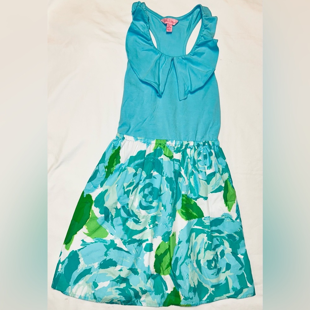 Lily Pulitzer aqua/green lined dress sz XL 12-14 EUC smoke free home